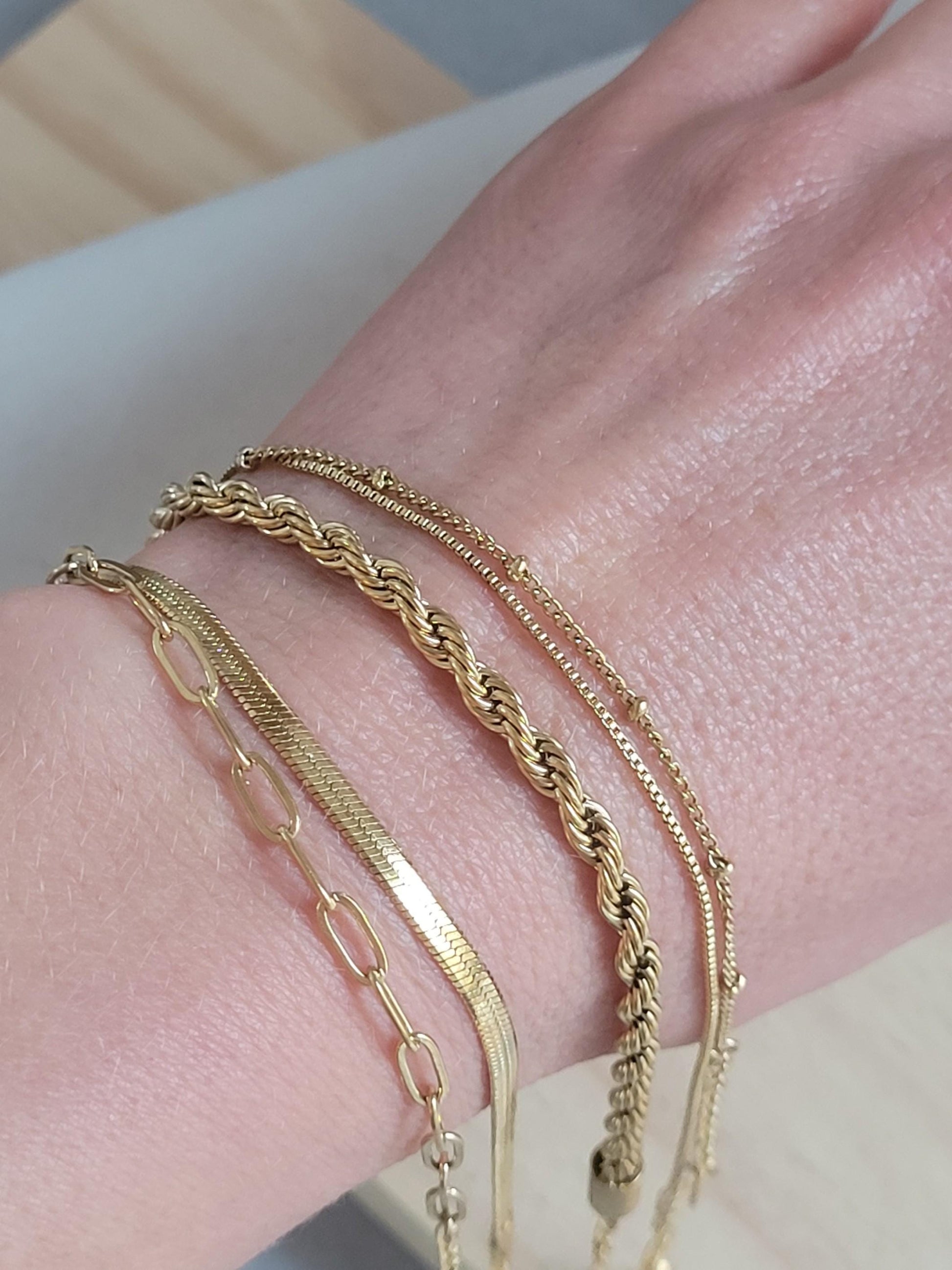 Gold bracelet stack / Chain bracelets / Bracelet set / Minmalist