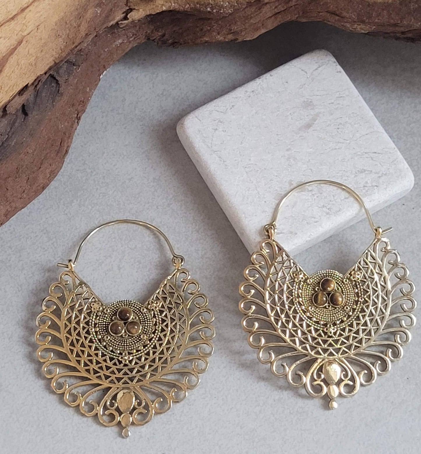 Gold detailed earrings / Bohemian jewellery