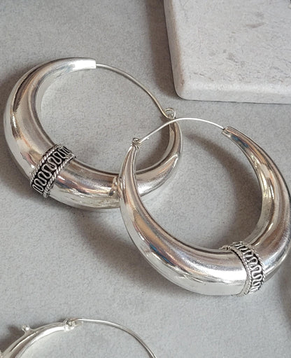Silver Hoop Earring Set: Large, Simple, Hypoallergenic