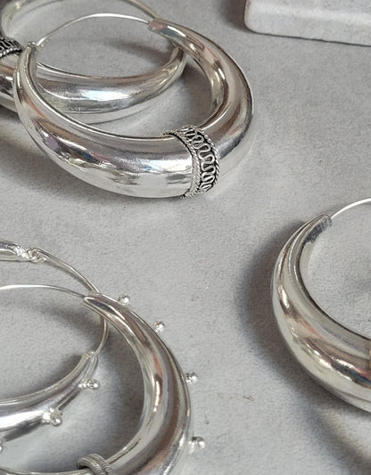 Silver Hoop Earring Set: Large, Simple, Hypoallergenic