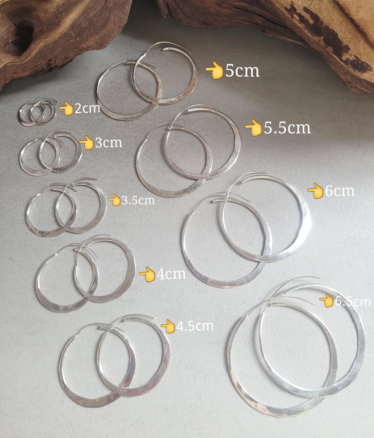 Silver hammered hoops / Hoop earrings / Small hoops / Large hoops / Hippie / Unique / Free shipping