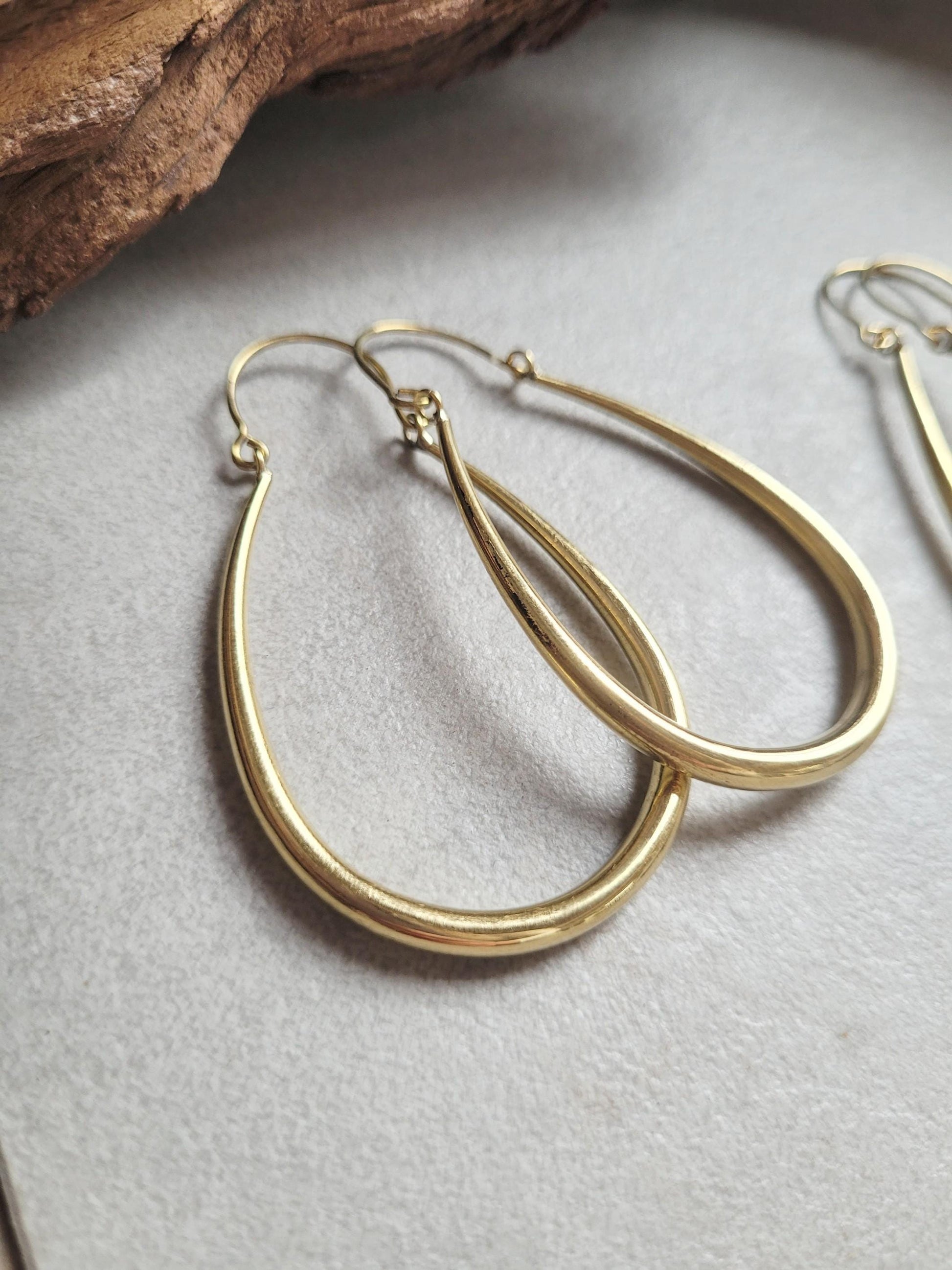 Golden hoop earrings / Small hoops / Large hoops / Lightweight hoops / Teardrop earrings / Ethnic / Pretty / Brass / Gold