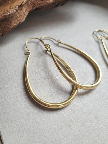 Golden hoop earrings / Small hoops / Large hoops / Lightweight hoops / Teardrop earrings / Ethnic / Pretty / Brass / Gold