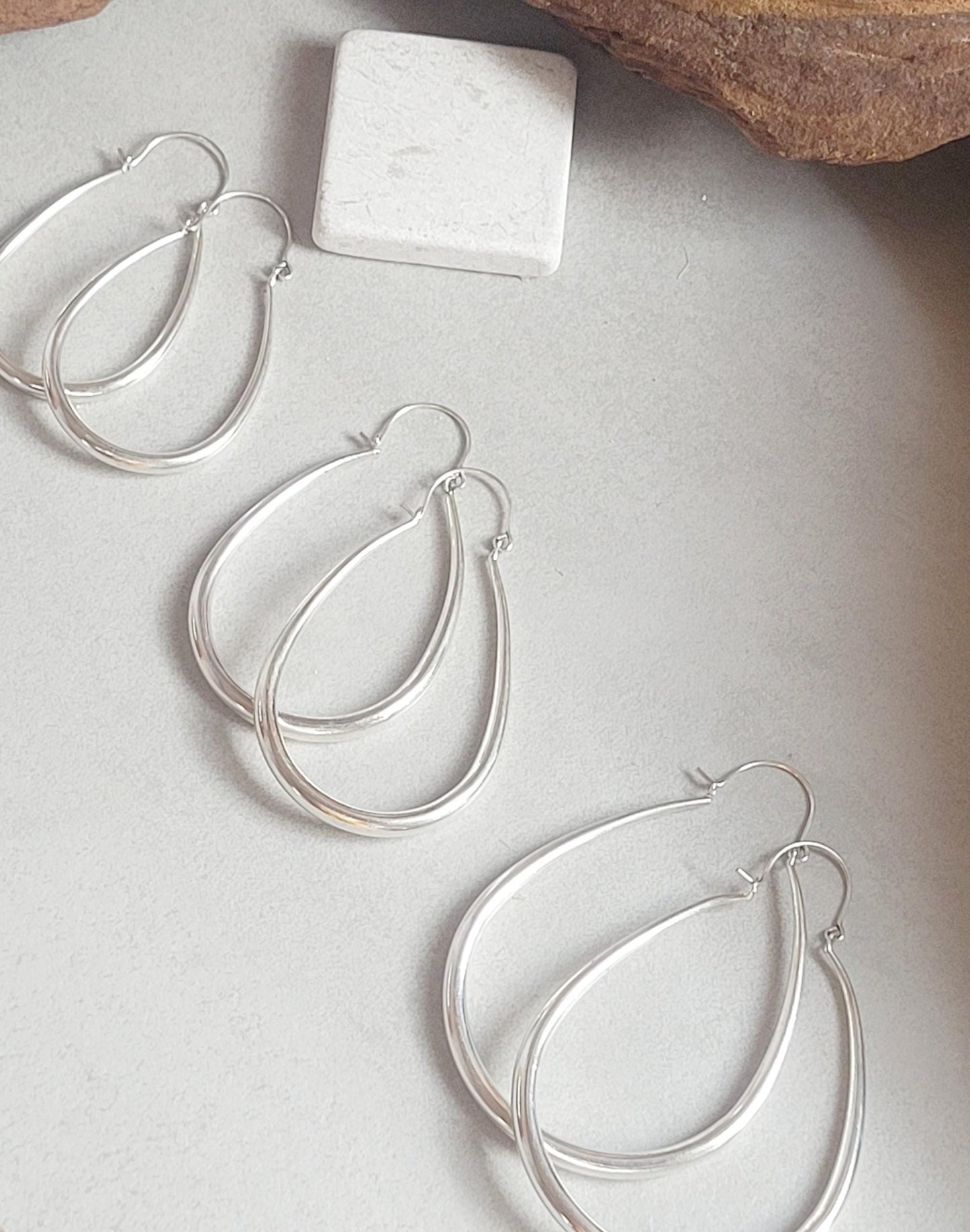Silver hoop earrings / Small hoops / Large hoops / Lightweight hoops / Teardrop earrings / Ethnic / Pretty / Elegant / Ethnic