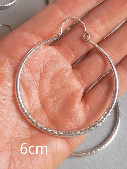 Silver hoops / Thick hoops / Ethnic jewellery / Boho style / Festival / Gift / Small hoops / Large hoops / Detailed
