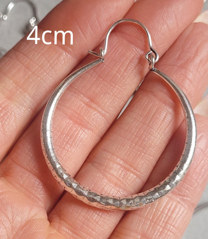 Silver hoops / Thick hoops / Ethnic jewellery / Boho style / Festival / Gift / Small hoops / Large hoops / Detailed