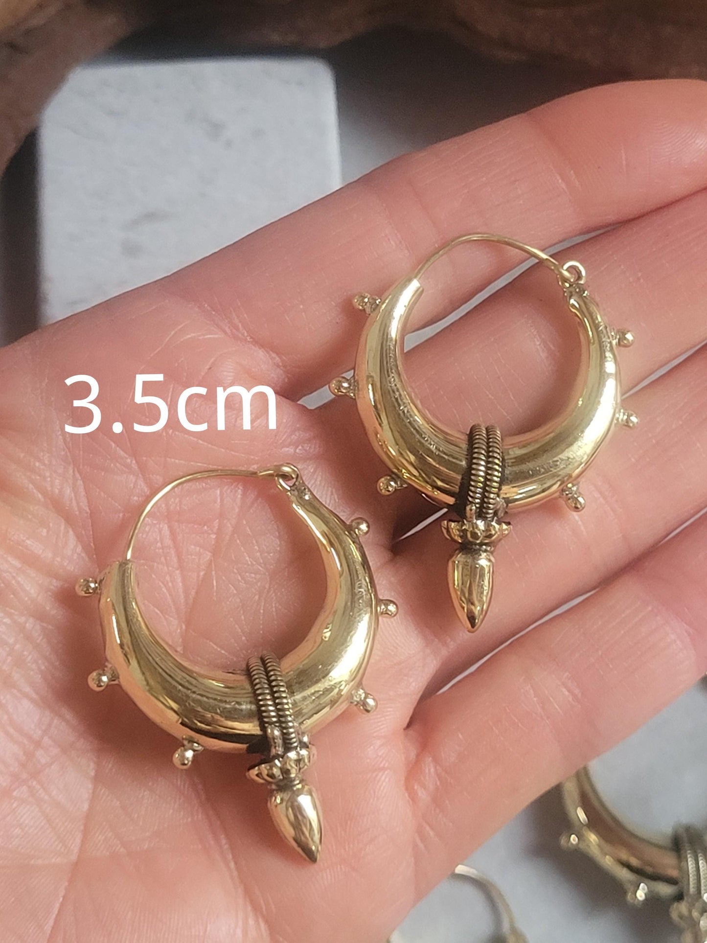 Brass chunky lightweight hoops / Small hoops / Large earrings / Gypsy / Bohemian / Boho / Ethnic hoops / Tribal / Minimal