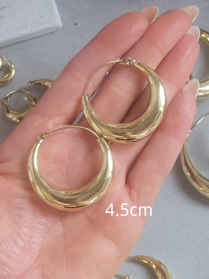 Brass hoop earrings / Classic hoops / Chunky earrings/ Simple jewellery / Unique / Hippie / Free shipping