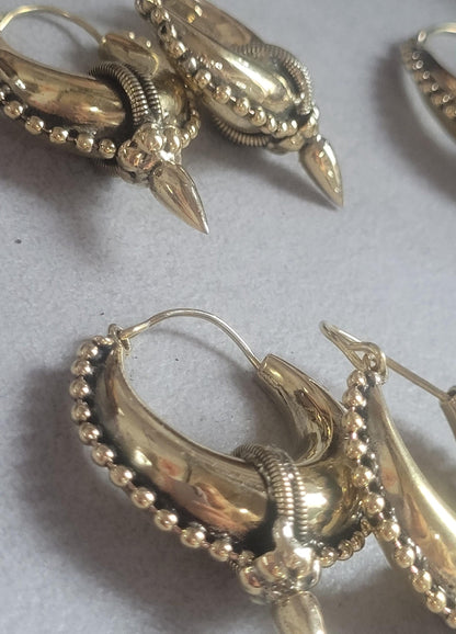 Golden hoops / Large hoops / Brass hoops / Chunky hoops/ Gift / Unique/ Ethnic style / gold /