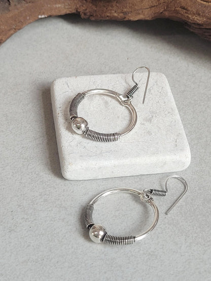 Silver hoop earrings / Dangle hoop earrings