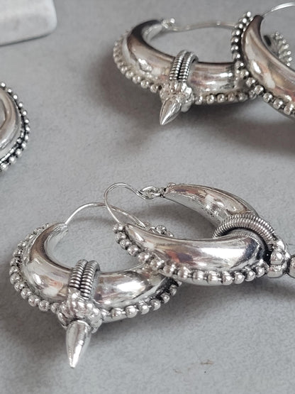 Silver Plated Hoop Earrings: Ethnic Style