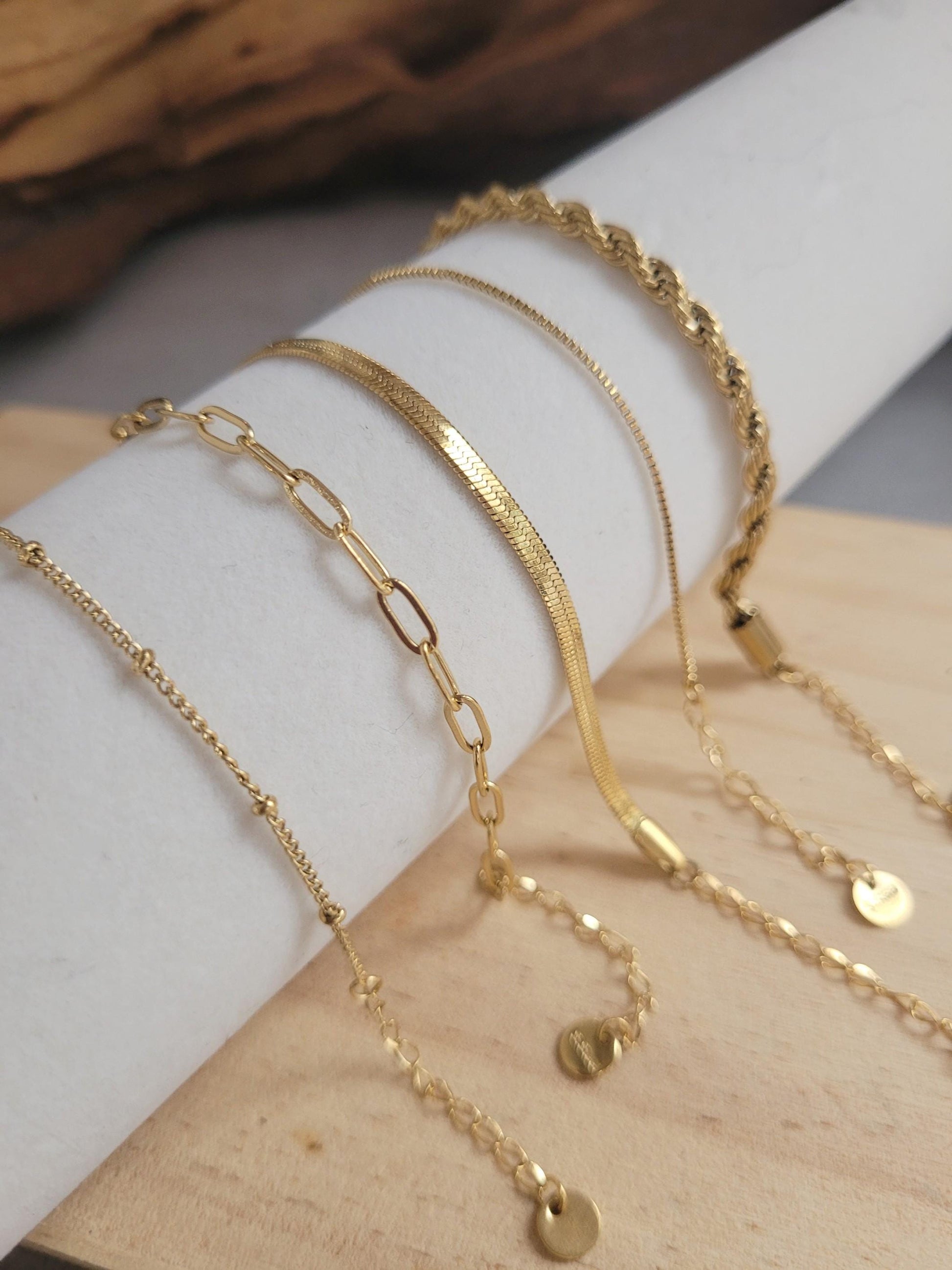 Gold bracelet stack / Chain bracelets / Bracelet set / Minmalist