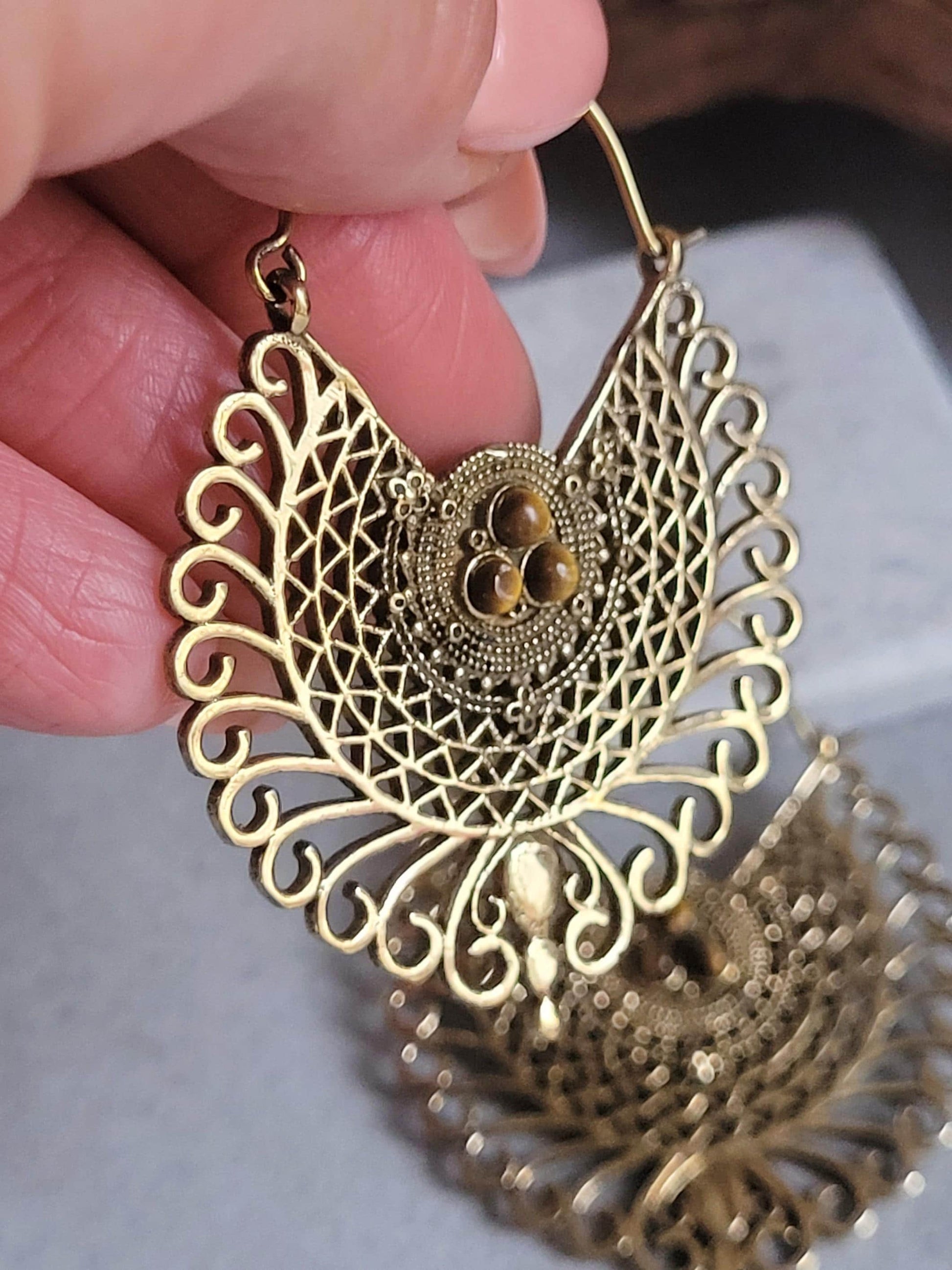 Gold detailed earrings / Bohemian jewellery