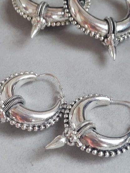 Silver Plated Hoop Earrings: Ethnic Style