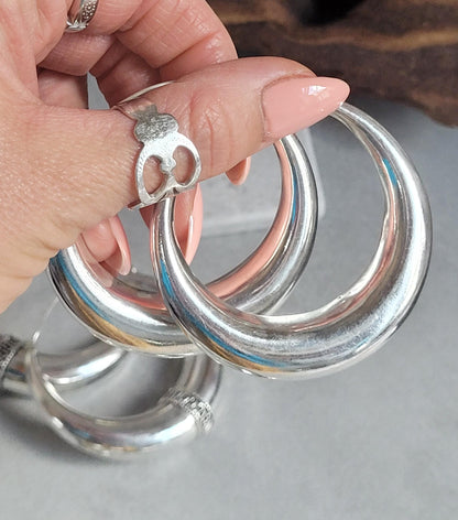 Silver Hoop Earring Set: Large, Simple, Hypoallergenic