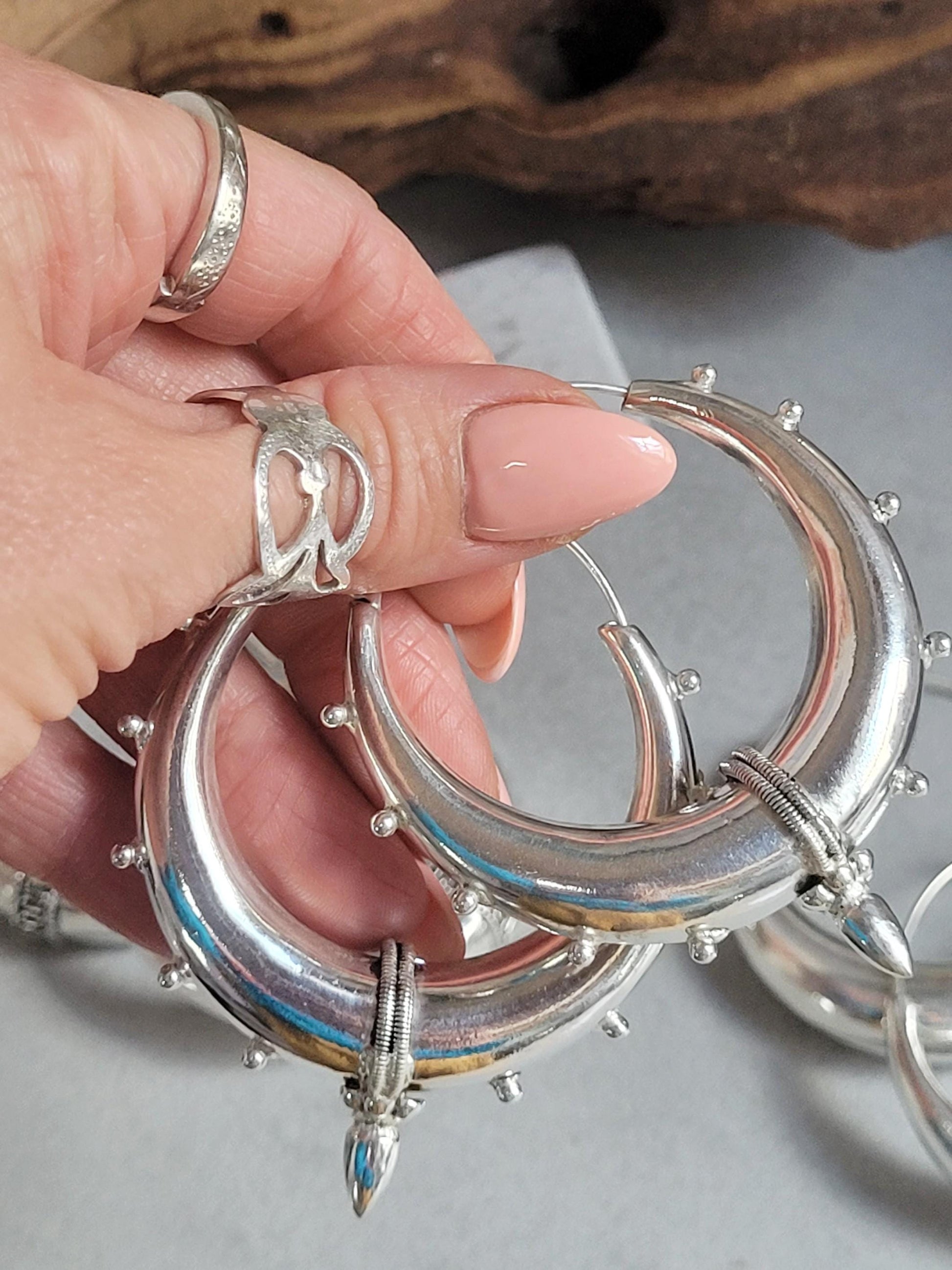 Silver Hoop Earring Set: Large, Simple, Hypoallergenic