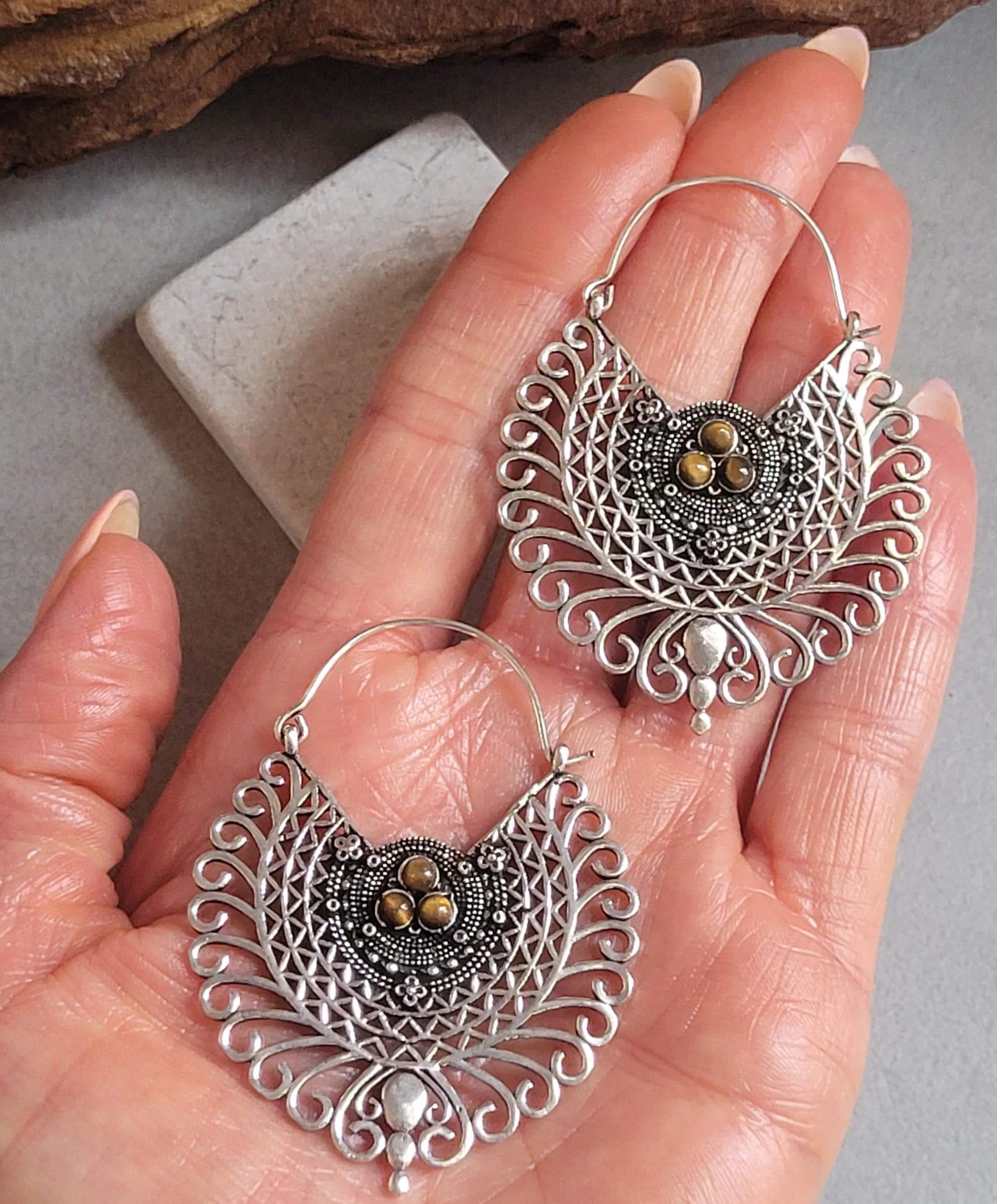 Gold detailed earrings / Bohemian jewellery