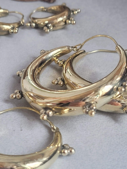 Brass chunky lightweight hoops / Small hoops / Large earrings / Gypsy / Bohemian / Boho / Ethnic hoops / Gold / Hoops/ Unique
