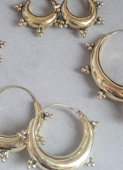 Brass chunky lightweight hoops / Small hoops / Large earrings / Gypsy / Bohemian / Boho / Ethnic hoops / Gold / Hoops/ Unique