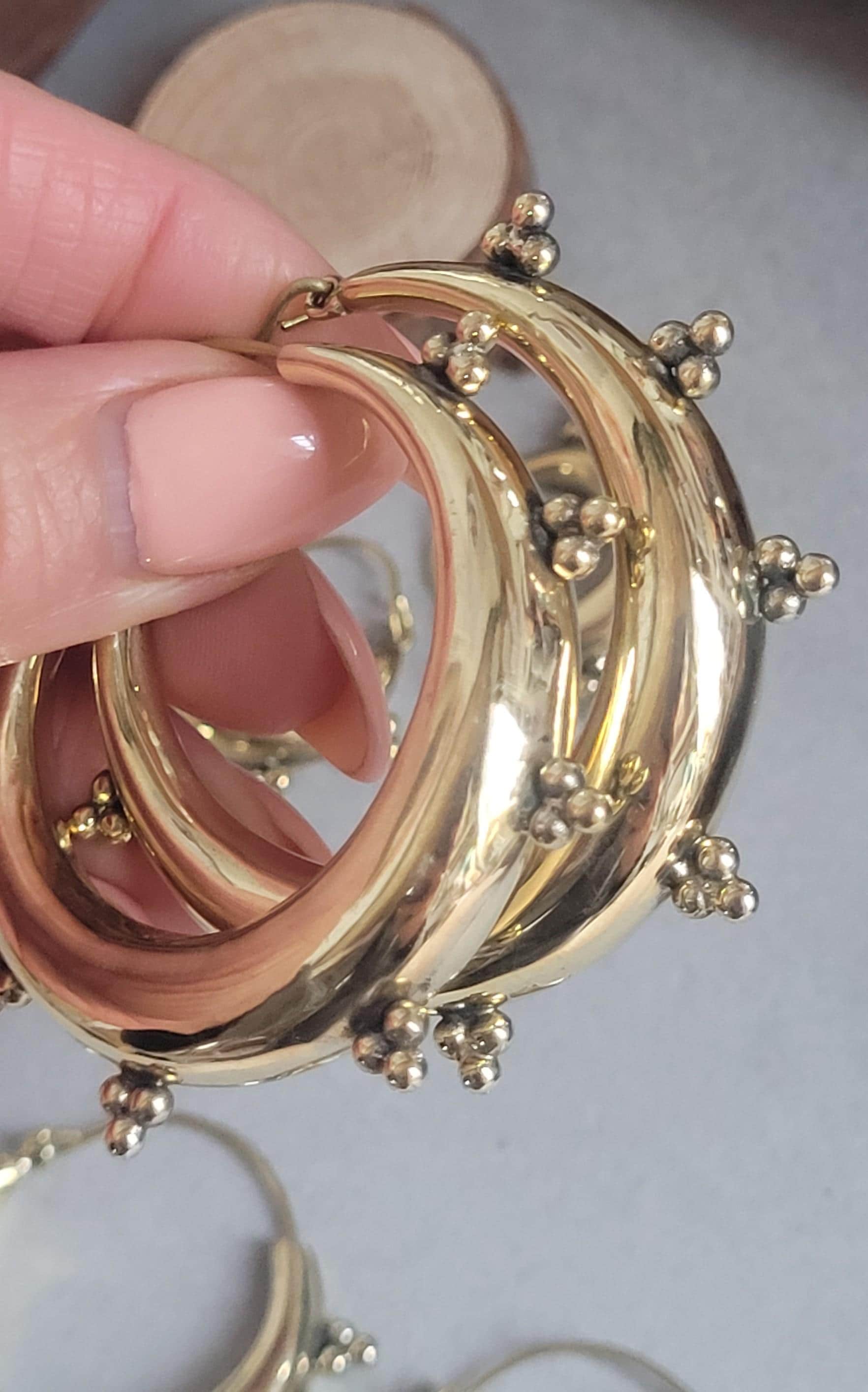 Brass chunky lightweight hoops / Small hoops / Large earrings / Gypsy / Bohemian / Boho / Ethnic hoops / Gold / Hoops/ Unique