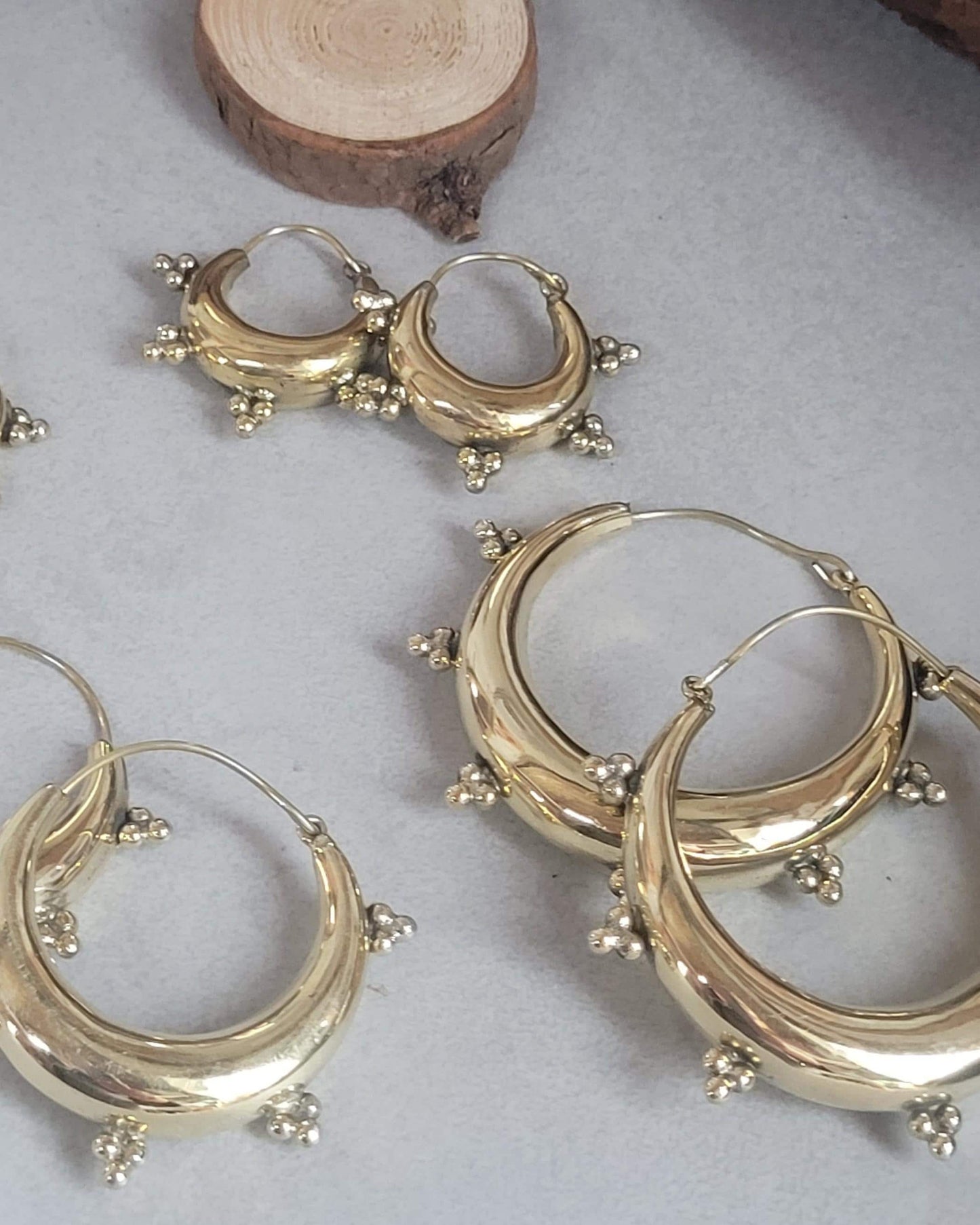 Brass chunky lightweight hoops / Small hoops / Large earrings / Gypsy / Bohemian / Boho / Ethnic hoops / Gold / Hoops/ Unique
