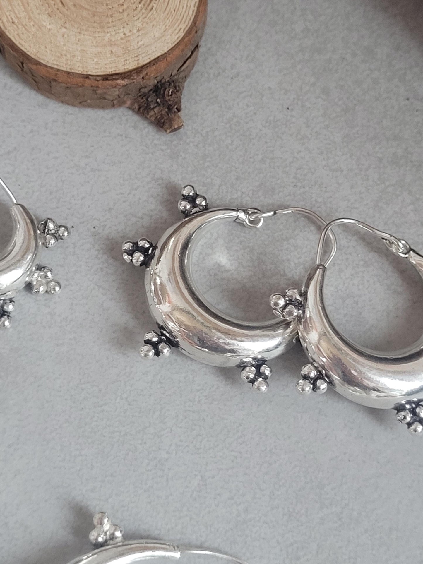Silver chunky lightweight hoops / Small hoops / Large earrings / Gypsy / Bohemian / Boho / Ethnic hoops / Detailed / Hoops/ Unique