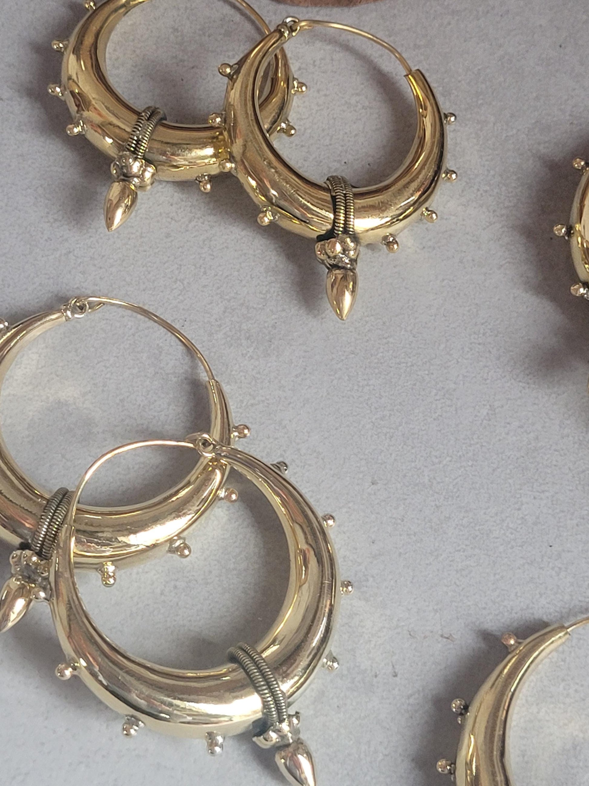 Brass chunky lightweight hoops / Big hoops / Large earrings / Gypsy / Bohemian / Boho / Ethnic hoops / Tribal / Minimal