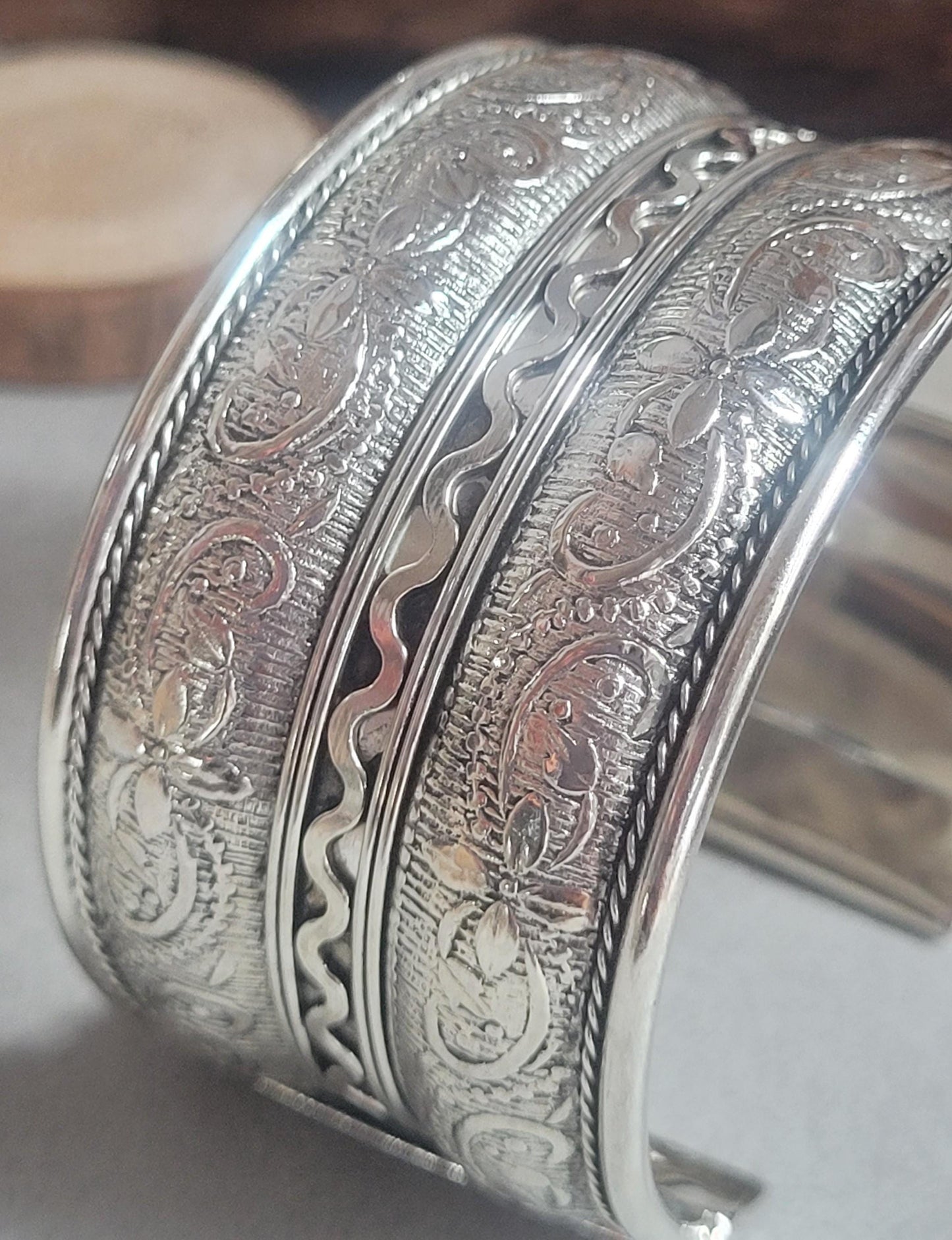 Silver plated Cuff bracelet / Bangle jewelry / Gift idea