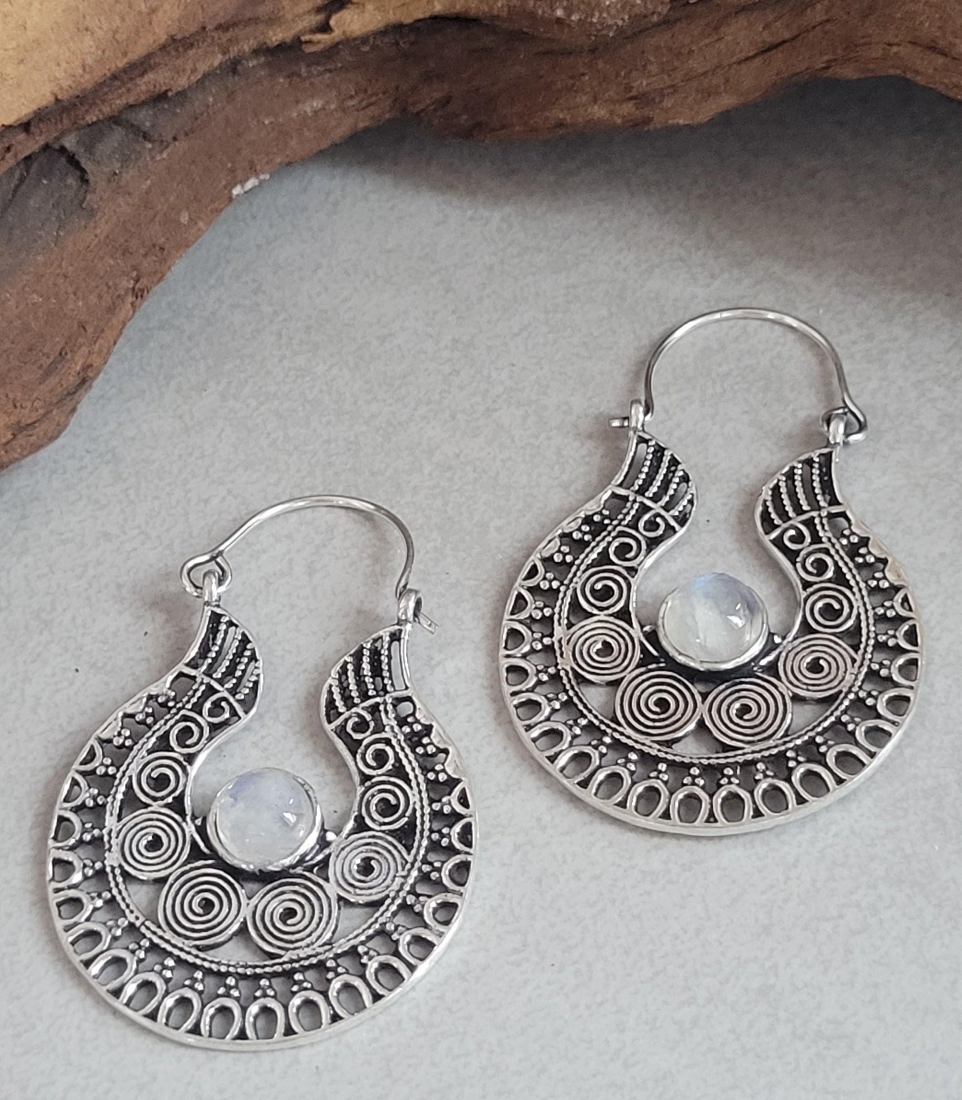 Silver detailed earrings / Bohemian jewelry / Gift for her