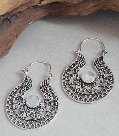 Silver detailed earrings / Bohemian jewelry / Gift for her