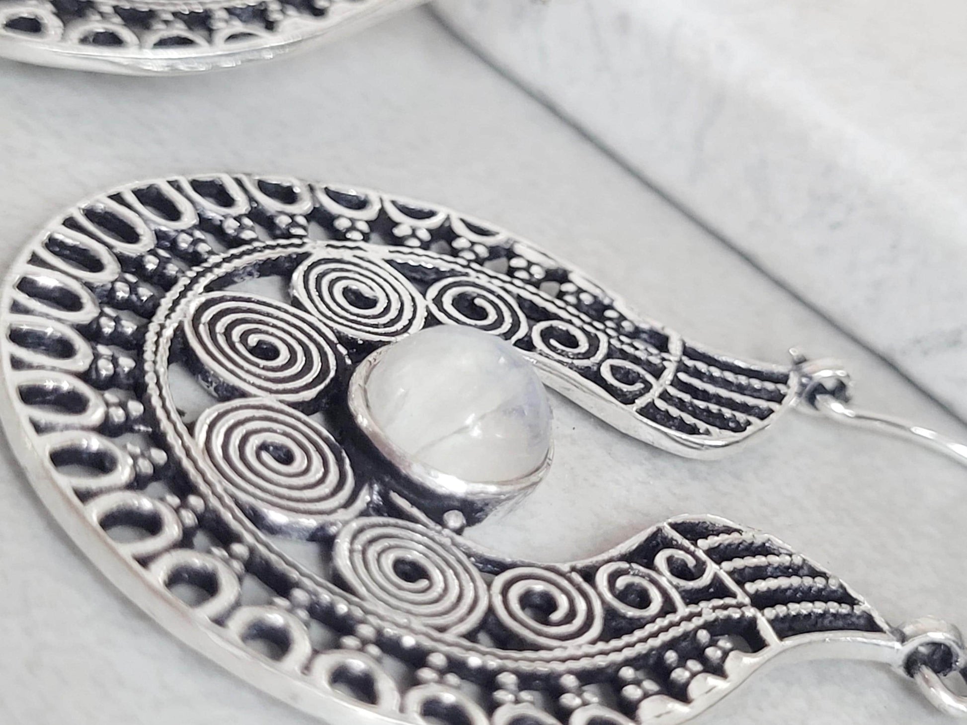 Silver detailed earrings / Bohemian jewelry / Gift for her