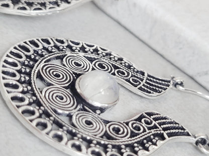 Silver detailed earrings / Bohemian jewelry / Gift for her