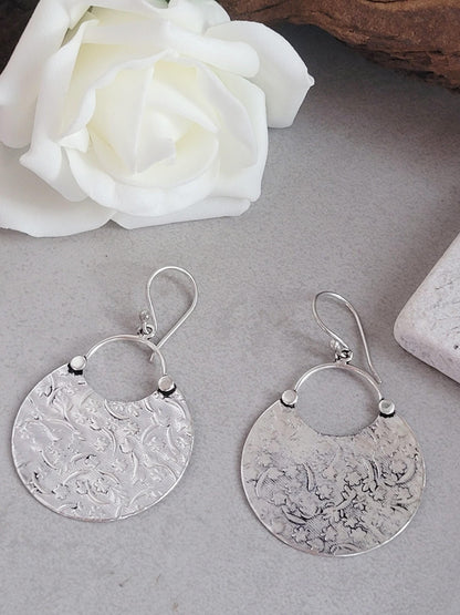 Silver floral dangle earrings: hypoallergenic earrings / Gift for her