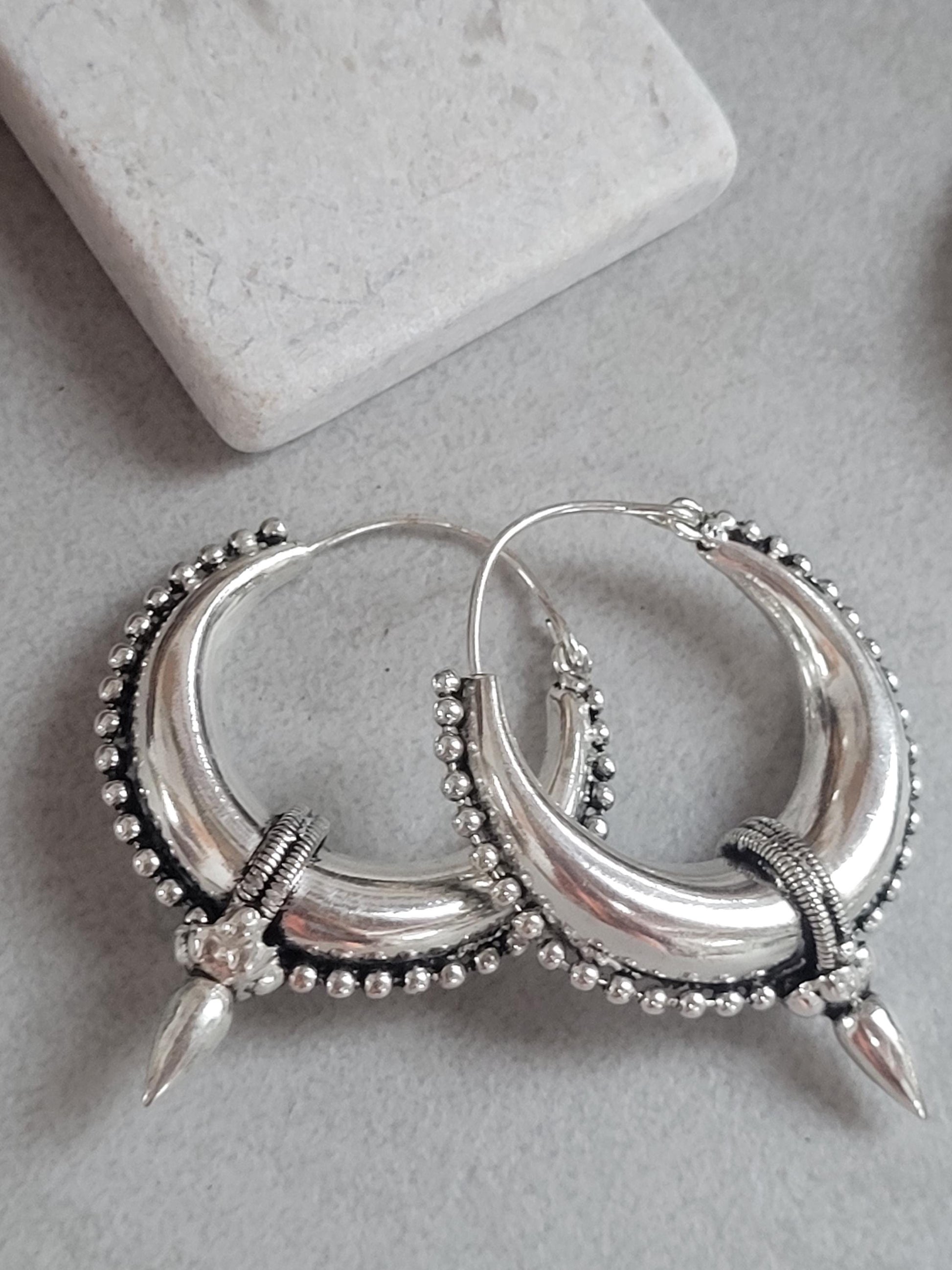 Silver Plated Hoop Earrings: Ethnic Style