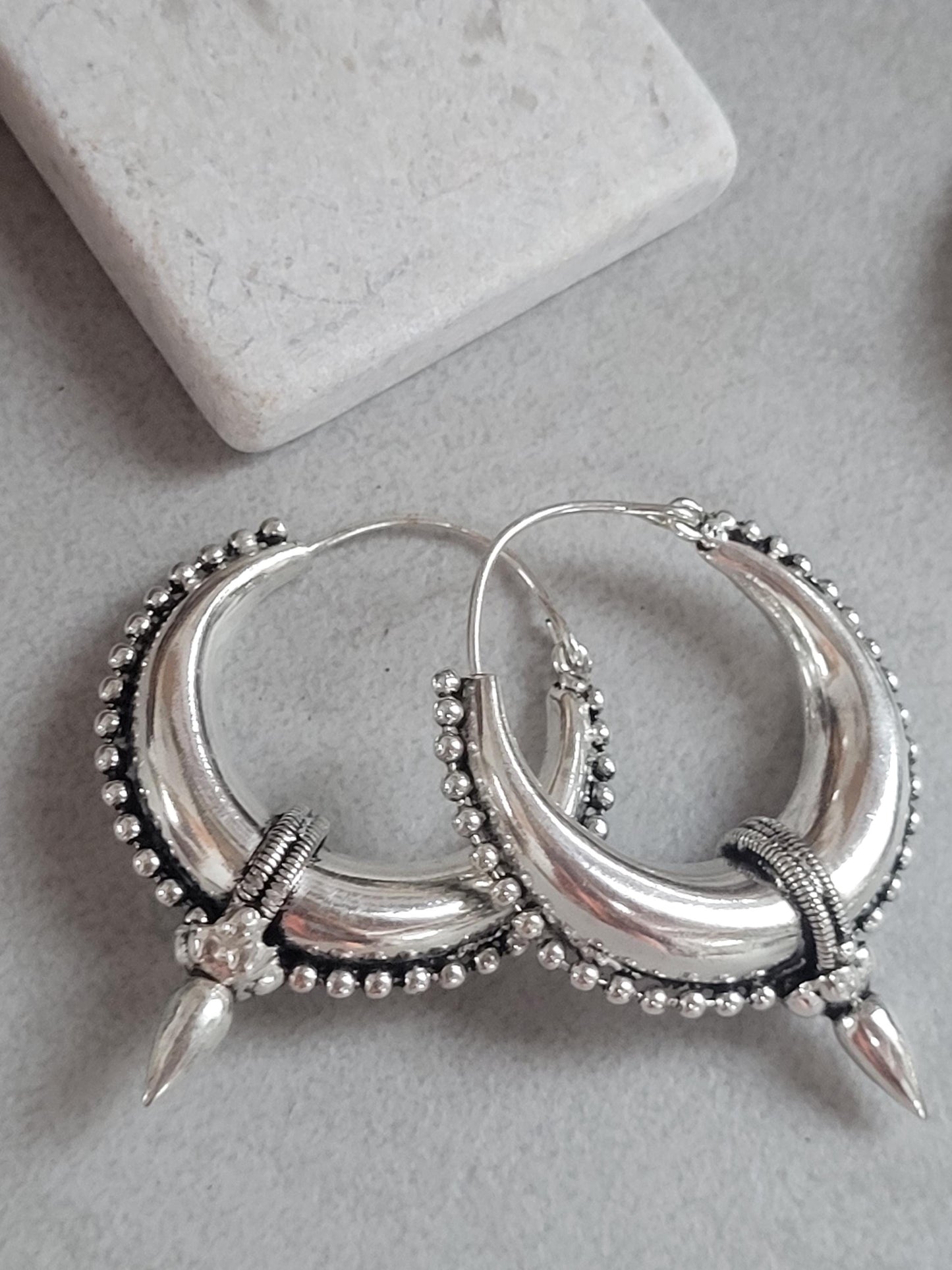 Silver Plated Hoop Earrings: Ethnic Style