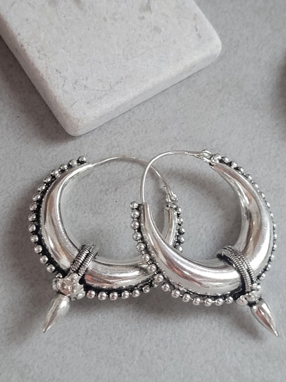 Silver Plated Hoop Earrings: Ethnic Style