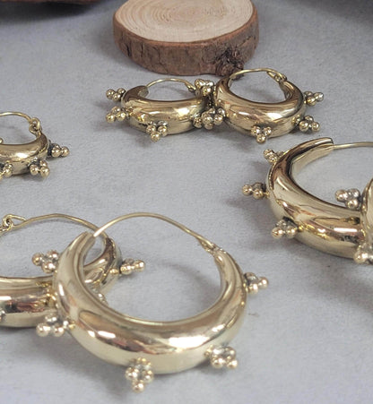 Brass chunky lightweight hoops / Small hoops / Large earrings / Gypsy / Bohemian / Boho / Ethnic hoops / Gold / Hoops/ Unique