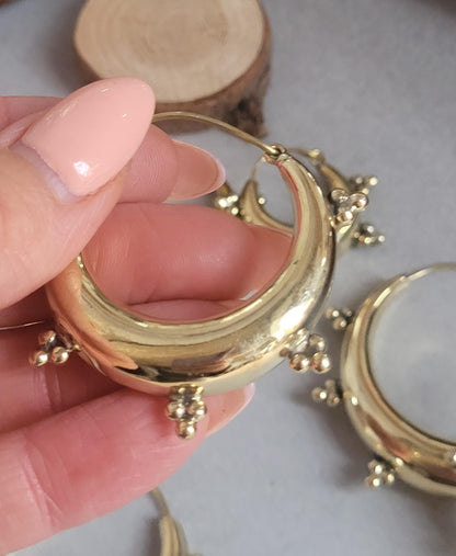 Brass chunky lightweight hoops / Small hoops / Large earrings / Gypsy / Bohemian / Boho / Ethnic hoops / Gold / Hoops/ Unique