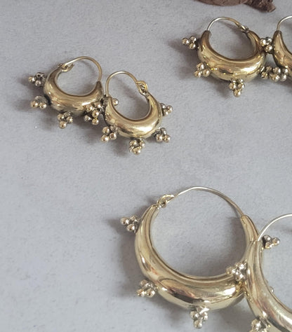 Brass chunky lightweight hoops / Small hoops / Large earrings / Gypsy / Bohemian / Boho / Ethnic hoops / Gold / Hoops/ Unique