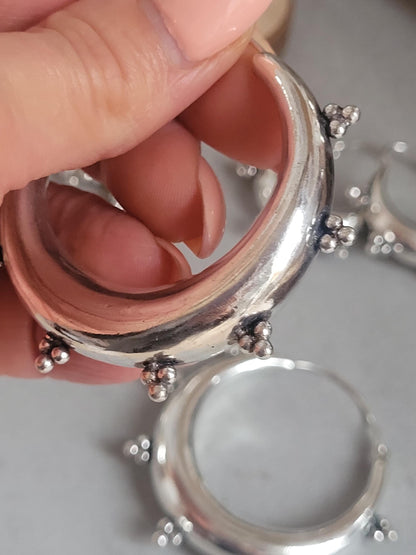 Silver chunky lightweight hoops / Small hoops / Large earrings / Gypsy / Bohemian / Boho / Ethnic hoops / Detailed / Hoops/ Unique