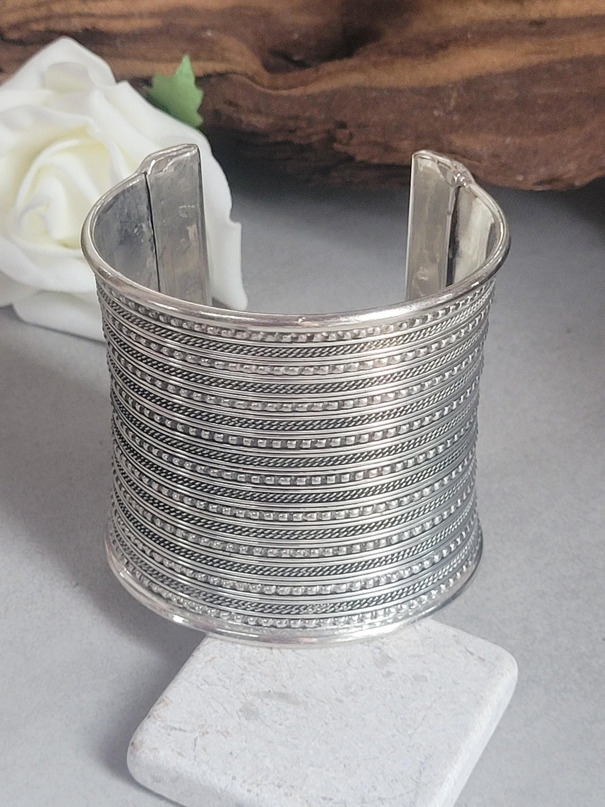 Silver detailed cuff bracelet / Cuff / Bohemian / Boho / Statement / Unique / Tribal