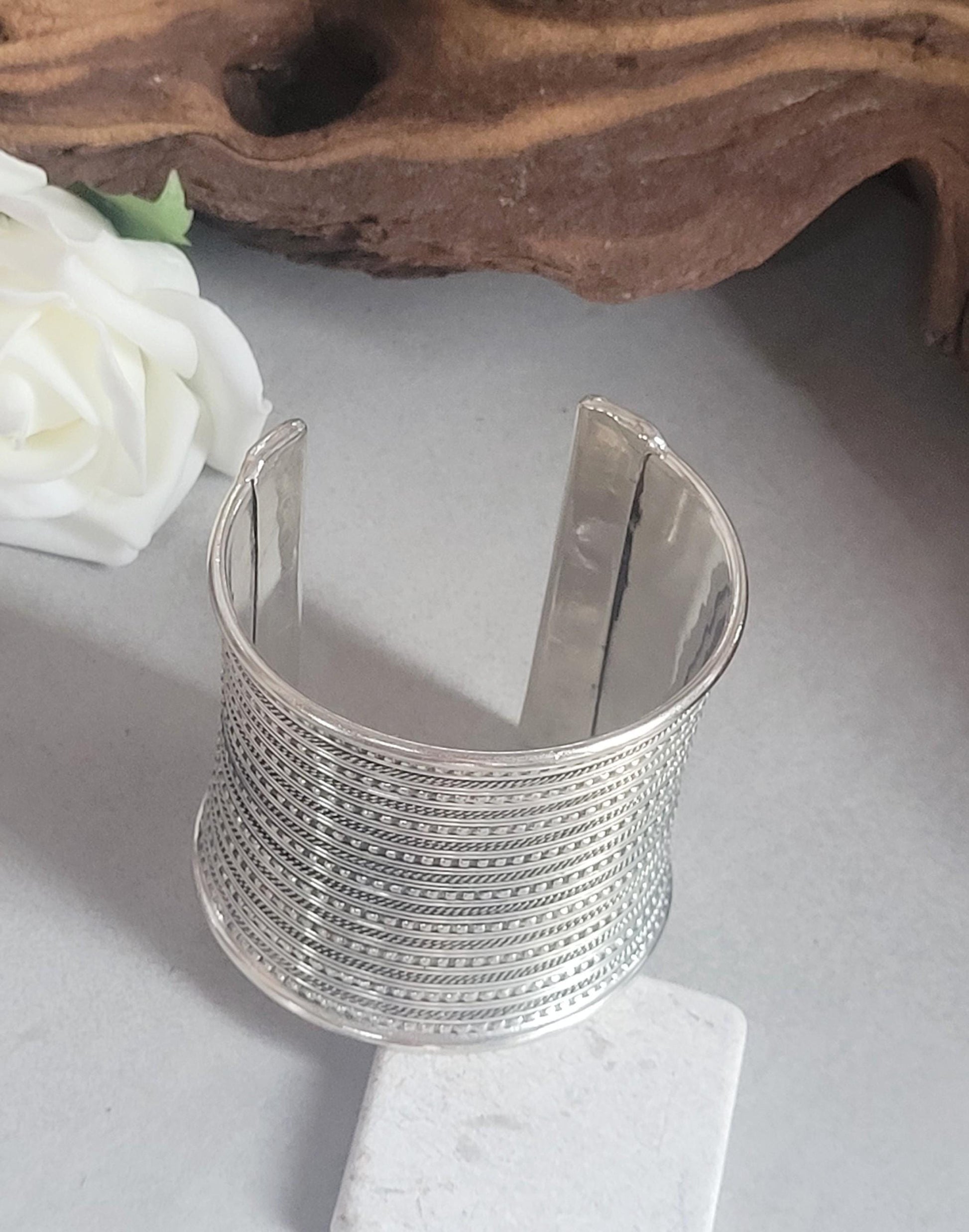 Silver detailed cuff bracelet / Cuff / Bohemian / Boho / Statement / Unique / Tribal
