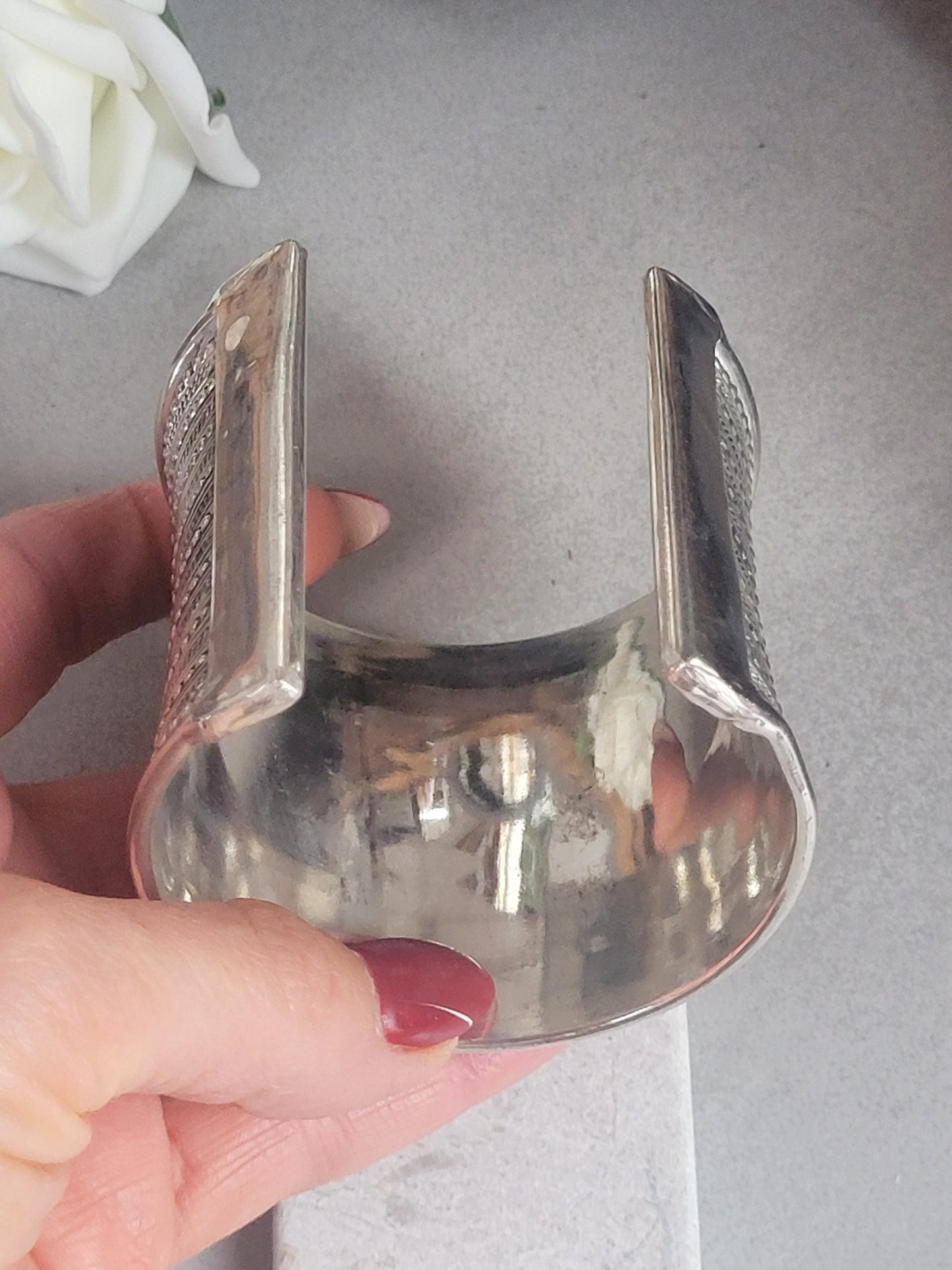 Silver detailed cuff bracelet / Cuff / Bohemian / Boho / Statement / Unique / Tribal