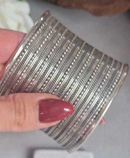 Silver detailed cuff bracelet / Cuff / Bohemian / Boho / Statement / Unique / Tribal