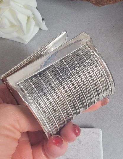 Silver detailed cuff bracelet / Cuff / Bohemian / Boho / Statement / Unique / Tribal