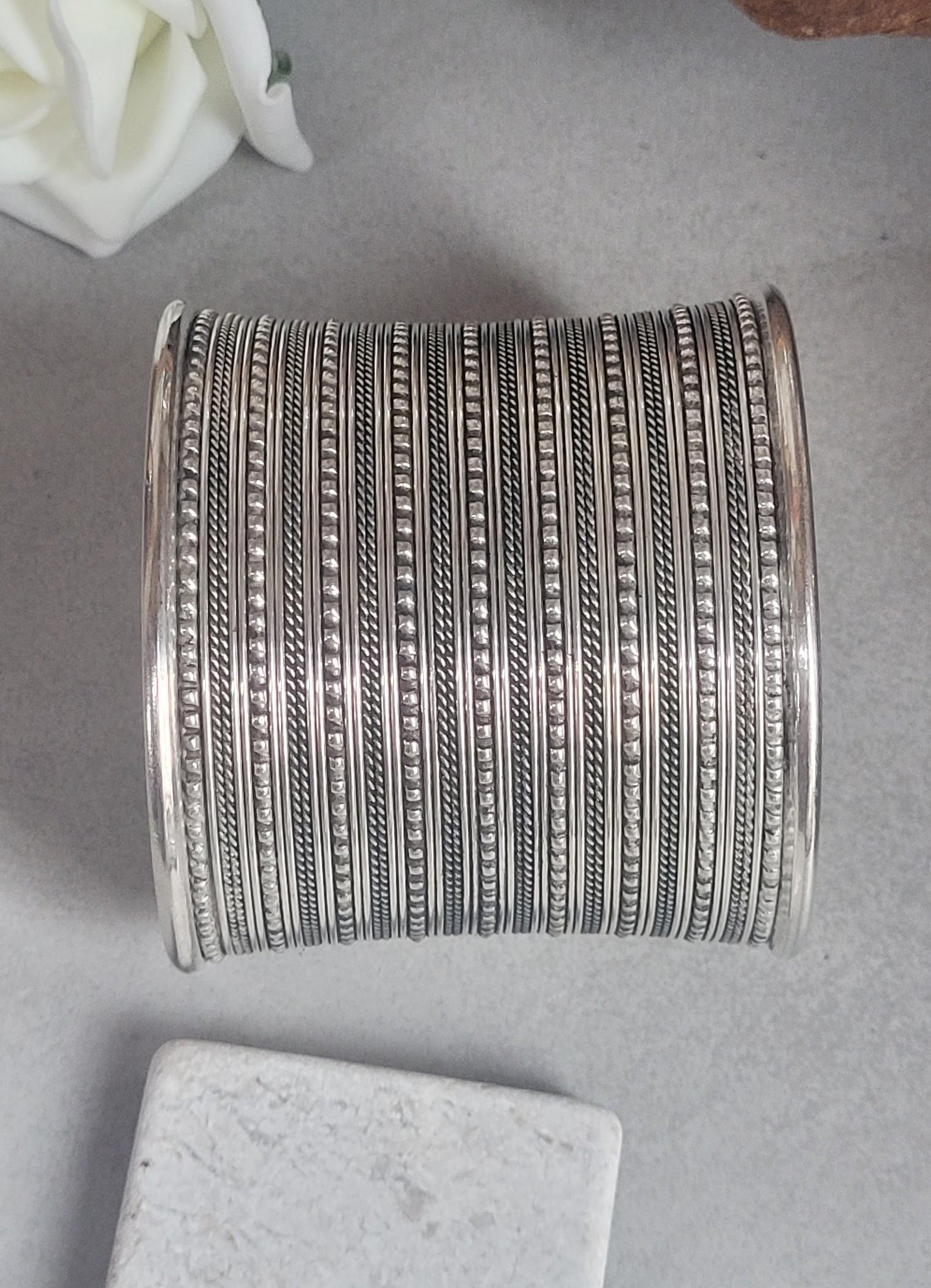 Silver detailed cuff bracelet / Cuff / Bohemian / Boho / Statement / Unique / Tribal