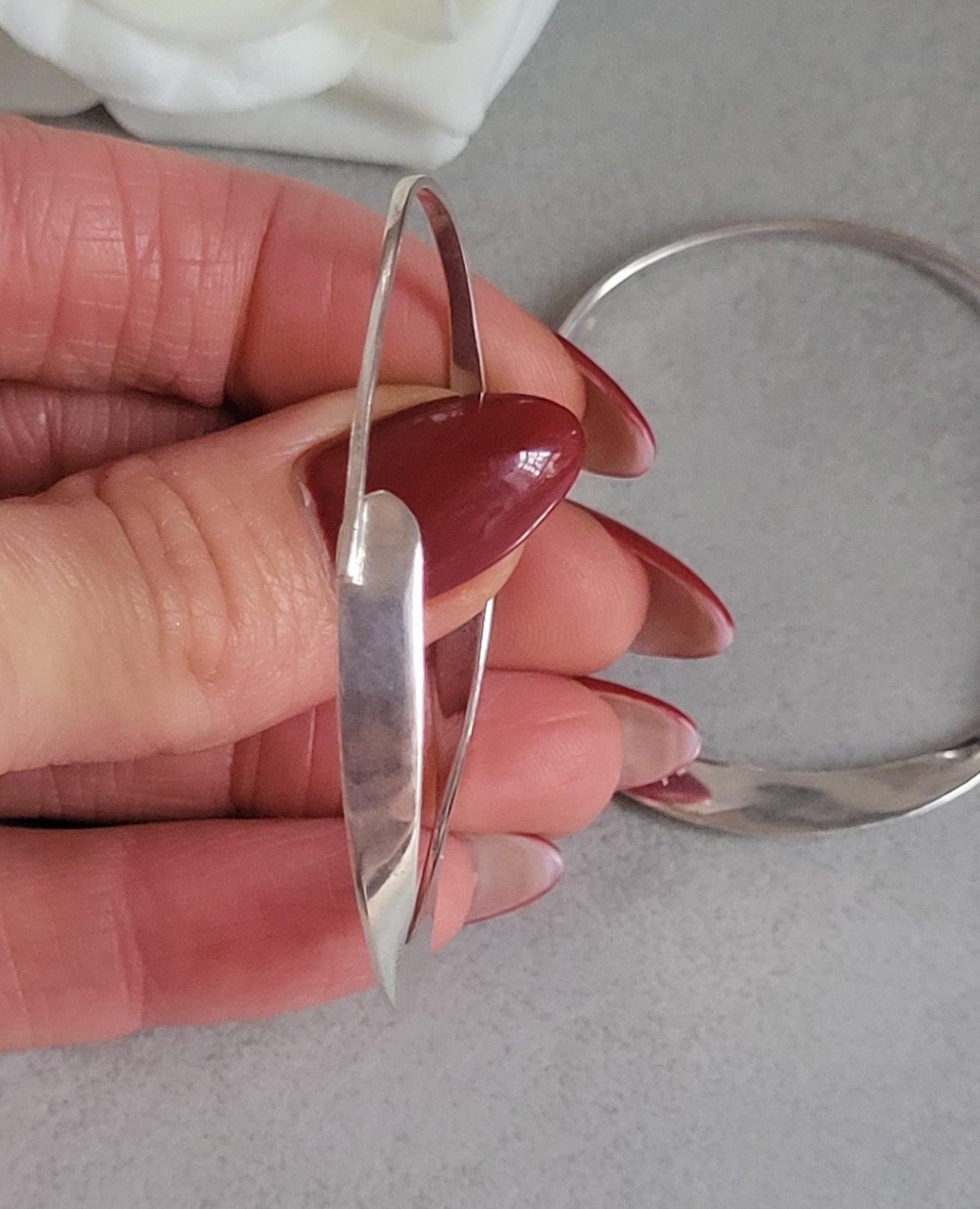 Hammered silver hoop earrings / Simple hoops / Silver jewelry / Gift for her