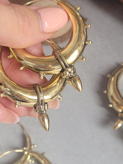 Brass chunky lightweight hoops / Big hoops / Large earrings / Gypsy / Bohemian / Boho / Ethnic hoops / Tribal / Minimal