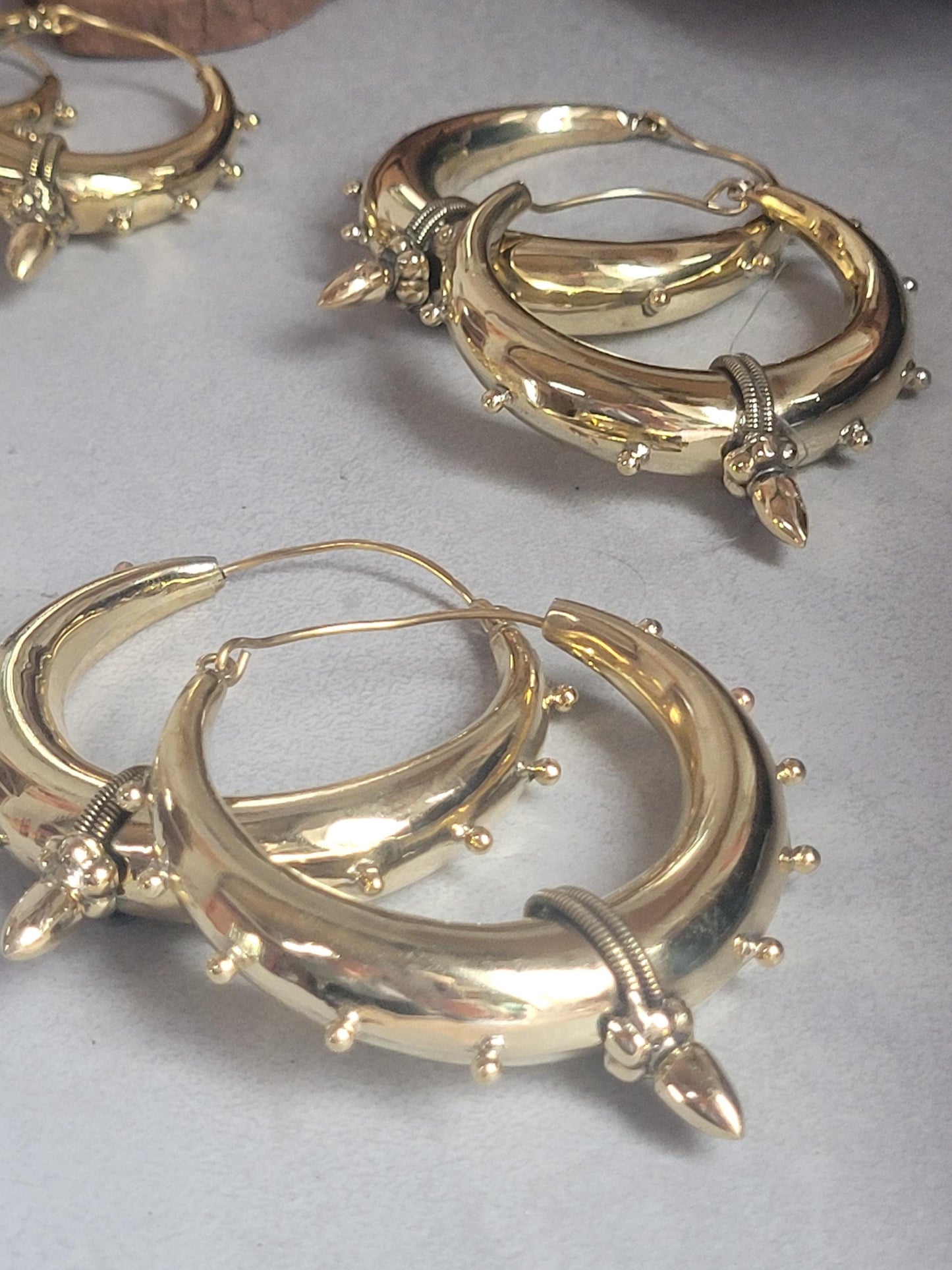 Brass chunky lightweight hoops / Big hoops / Large earrings / Gypsy / Bohemian / Boho / Ethnic hoops / Tribal / Minimal