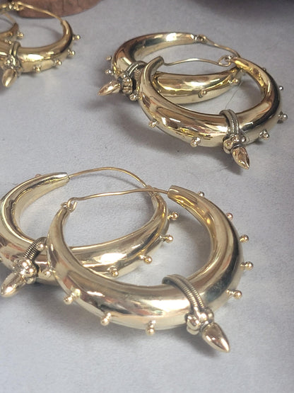 Brass chunky lightweight hoops / Big hoops / Large earrings / Gypsy / Bohemian / Boho / Ethnic hoops / Tribal / Minimal